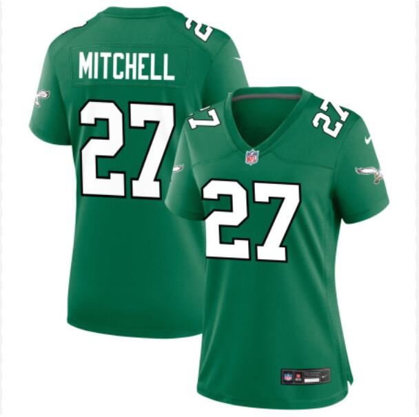 Women Nike Philadelphia Eagles #27 Quinyon Mitchell green Game 2024 NFL Jersey